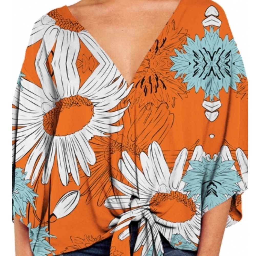 NWOT Suvimuga, size 2XL, multi colored orange teal and white